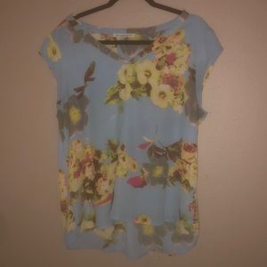 Blue blouse with flower design